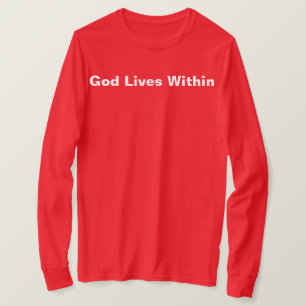 God leeft in de rode T-shirt lange hoes