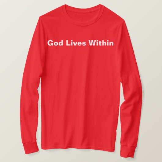 God leeft in de rode T-shirt lange hoes (Design voorkant)