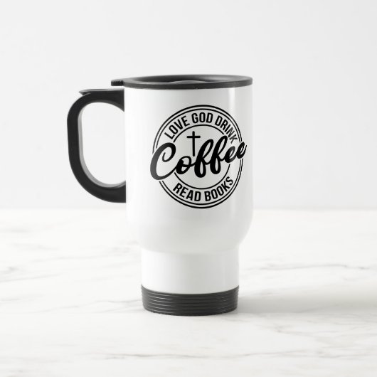God Liefhebben Koffie Drinken Boeken Lezen Reisbeker (Links)