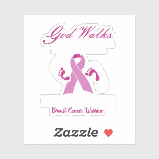 God loopt naast me borst kanker sticker (Vel)
