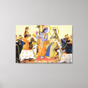 God Lord Krishna Premium Wrapped Canvas (gloss) Afdruk