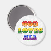 "God Loves All" Gay/LGBTQIA+/Queer Christian Pride Magneet (Voorkant / Achterkant)