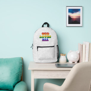 "God Loves All" Homoseksueel/LGBTQIA+/Queer Christ Bedrukte Rugzak