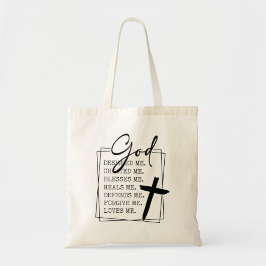 God Loves Me Script Typography Tote Bag (Voorkant)