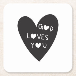 God loves you kartonnen onderzetters