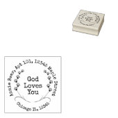 God Loves You Lavendel Laurel met retouradres Rubberstempel (Gestempeld)