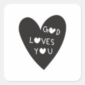 God loves you vierkante sticker (Voorkant)