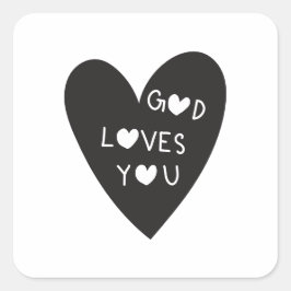 God loves you vierkante sticker
