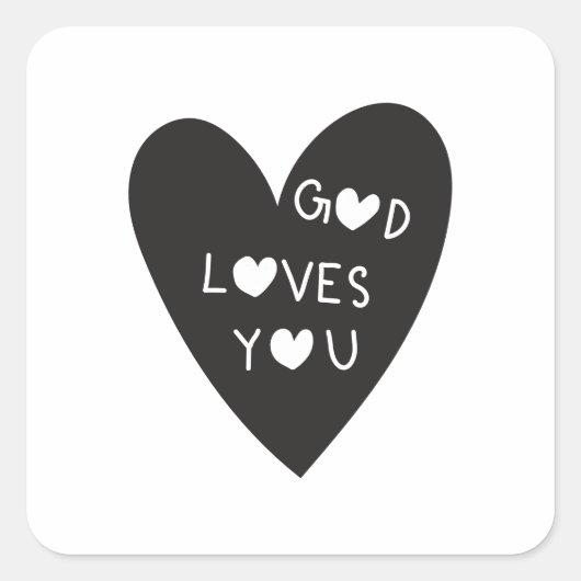 God loves you vierkante sticker (Voorkant)