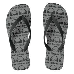 God Luistert Geloof Gebaseerd Citaat G/B All-over  Teenslippers