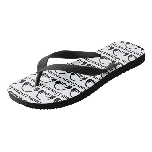 God Luistert Geloof Gebaseerd Citaat W/B All-over  Teenslippers (Schuin)