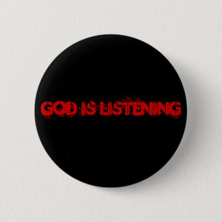 God luistert ronde button 5,7 cm
