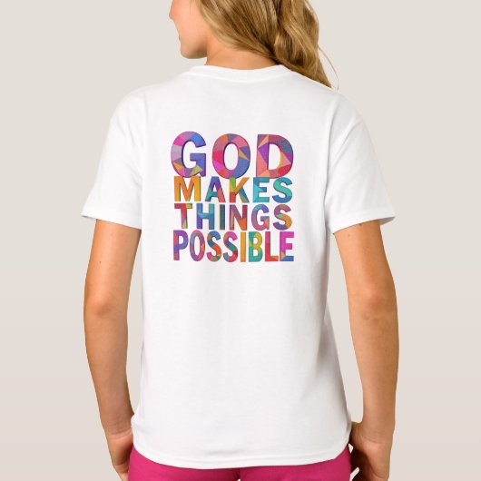 God maakt dingen mogelijk t-shirt (Achterkant)