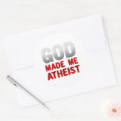 God maakte me atheïst ronde sticker (Envelop)