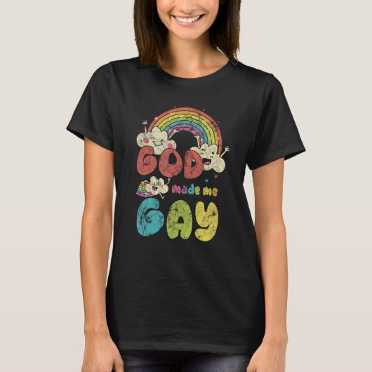 God maakte me Gay Rainbow LGBT Support Christelijk T-shirt (Voorkant)