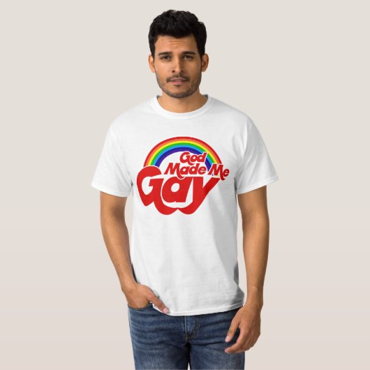 God maakte me homo regenboog t-shirt (Voorkant volledig)