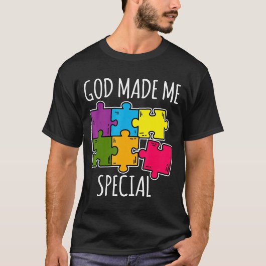 God maakte me speciaal Autistisch bewustzijn T-shirt (Voorkant)