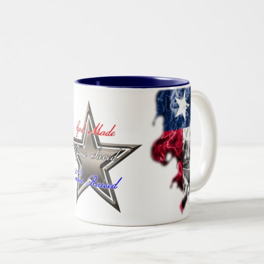 God-Made Jesus-Saved Texas-Raised Coffee Mok (Voorkant rechts)