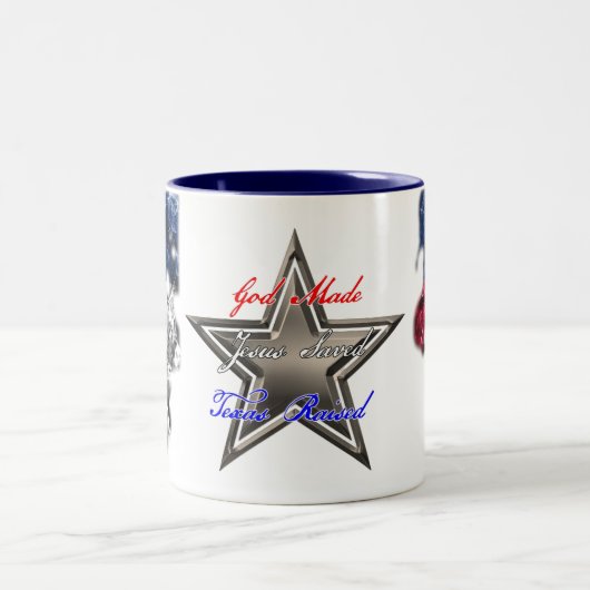 God-Made Jesus-Saved Texas-Raised Coffee Mok (Center)