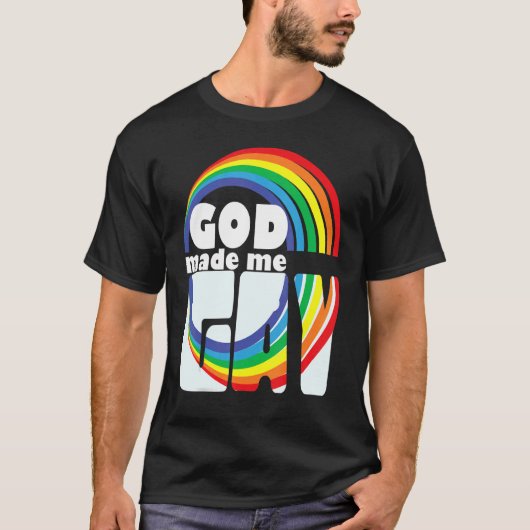 GOD MADE ME GAY RAINBOW IN LETTERS T-SHIRT (Voorkant)