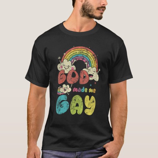 God Made Me Gay Rainbow LGBT Support Christian T-shirt (Voorkant)