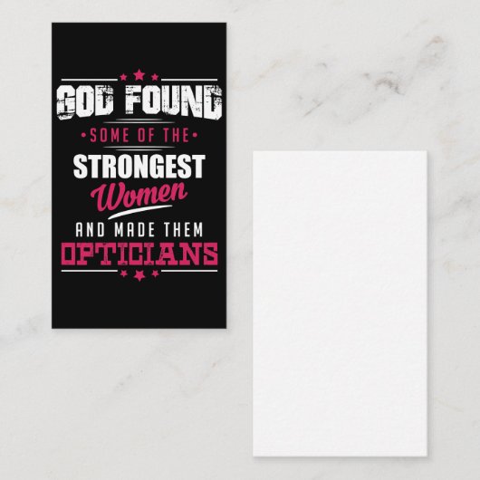 God Made Opticians Hilarious Profession Design Visitekaartje (Voorkant / Achterkant)