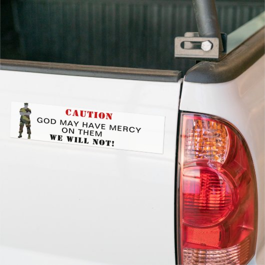 God mag genadig zijn. Bumpersticker (Op Truck)