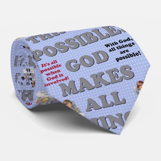 God Makes All Things Possible! Dual Side Printed Stropdas (Opgerold)