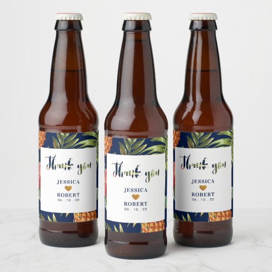 God & Marine | Tropisch Trouwfeest Bruilofts Bierl Bier Etiket (Flessen)