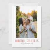 God met de Rode en Groene Religieuze Foto van ons Feestdagenkaart (Voorkant)