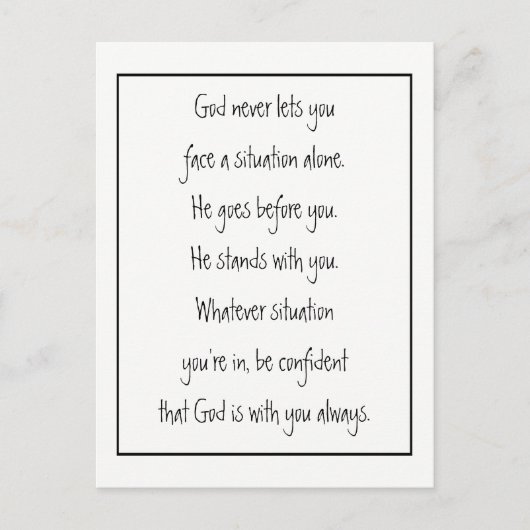 God met jou altijd nooit alleen Inspirerend Briefkaart (Voorkant)