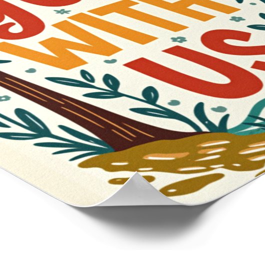 God met ons Kerst Muur Kunst Poster (Hoek)