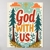God met ons Kerst Muur Kunst Poster (Voorkant)