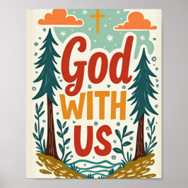 God met ons Kerst Muur Kunst Poster