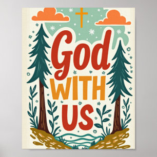 God met ons Kerst Muur Kunst Poster