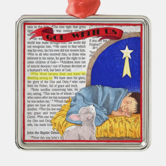 God met ons kerstversiering metalen ornament (Voorkant)