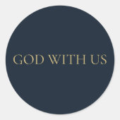 GOD MET ONS – Navy Minimal Kerst Sticker (Voorkant)