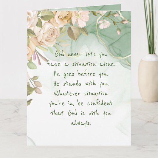 God met u steunt nooit alleen komfort bloemen kaart (Voorkant)