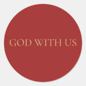 GOD MET UNS Rode Minimale Kerststicker #4 Ronde Sticker (Voorkant)
