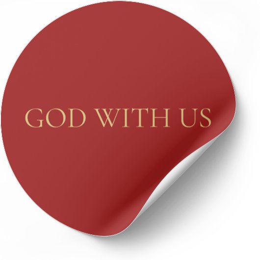 GOD MET UNS Rode Minimale Kerststicker #4 Ronde Sticker