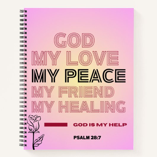 God, Mijn Liefde & Hulp Psalm 28:7 Spiraal Noteb Notitieboek (Voorkant)