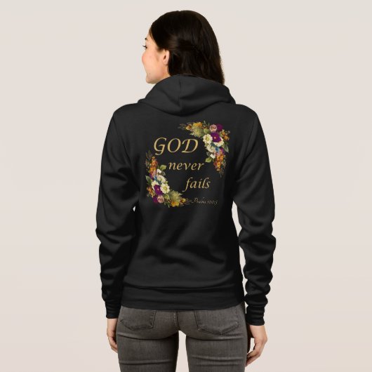 GOD mislukt nooit - Christelijke geloofsbijbel voo Hoodie (Achterkant volledig)