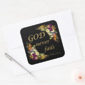 GOD mislukt nooit - Christelijke geloofsbijbel voo Vierkante Sticker (Envelop)