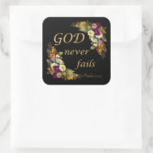 GOD mislukt nooit - Christelijke geloofsbijbel voo Vierkante Sticker (Tas)