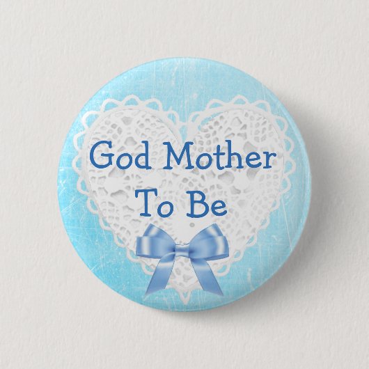 God moeder om Blue Lacy Baby shower Button te zijn (Voorkant)