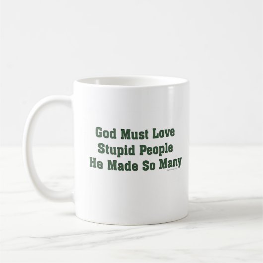 God moet van stommerik houden koffiemok (Links)