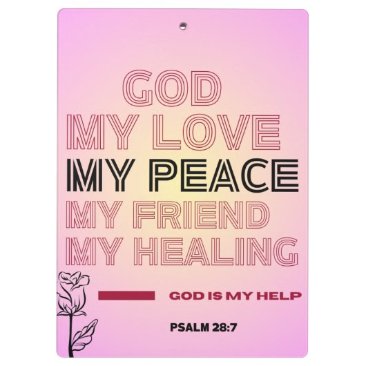 God, My Love & Help Psalm 28:7 Klembord (Achterkant)