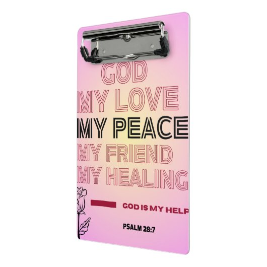   God, My Love & Help Psalm 28:7  Mini Klembord (Angled2)