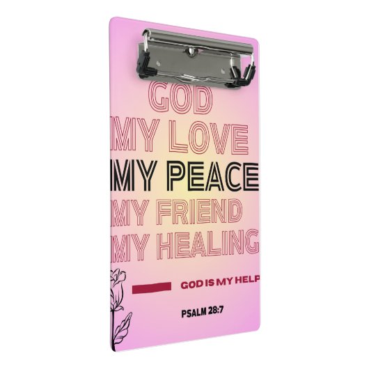   God, My Love & Help Psalm 28:7  Mini Klembord (Schuin)