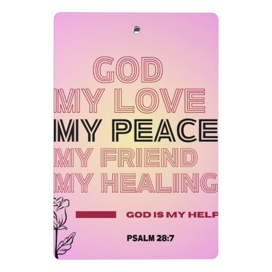God, My Love & Help Psalm 28:7 Mini Klembord (Achterkant)